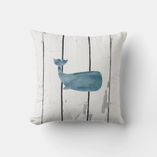 Coussin Baleine bleue Shiplap Rustique Décor Plage Lumbar 