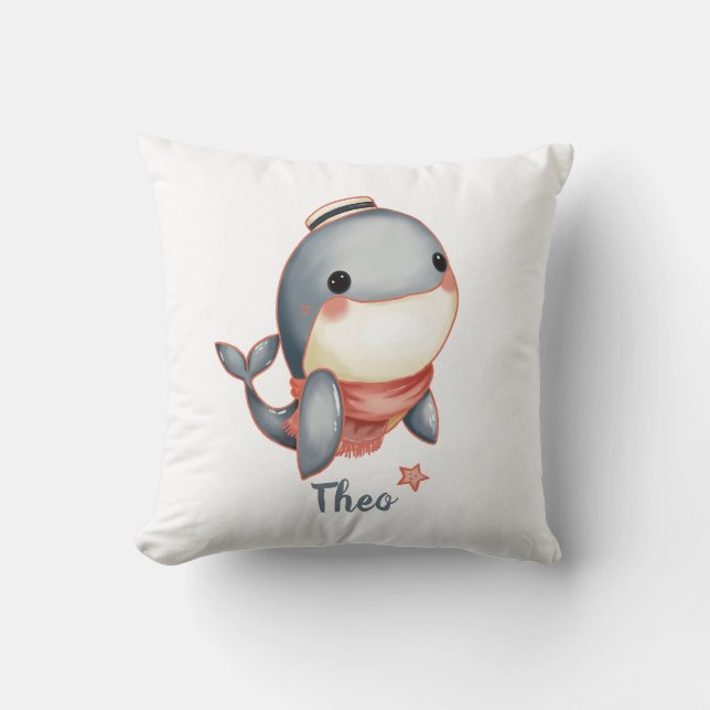 Coussin Baleine Bonjour! (Recto)
