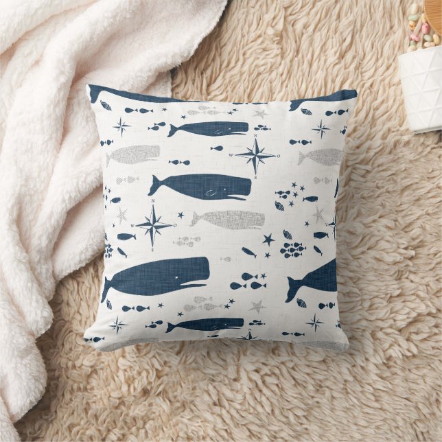 COUSSIN BALEINE DE SPERME BLANC BLEU AVEC TEXTURE (Couverture)