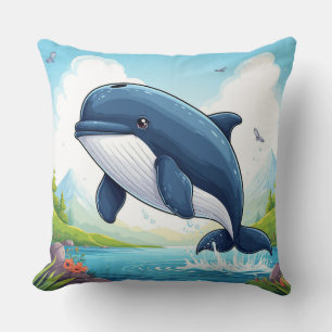 Coussin Baleine mignonne sautant pour les amoureux de l'oc