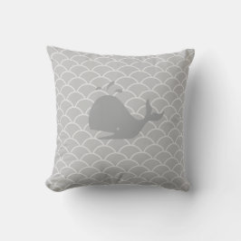 Coussin Baleine sur vagues gris argent