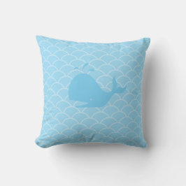 Coussin Baleine sur vagues turquoise