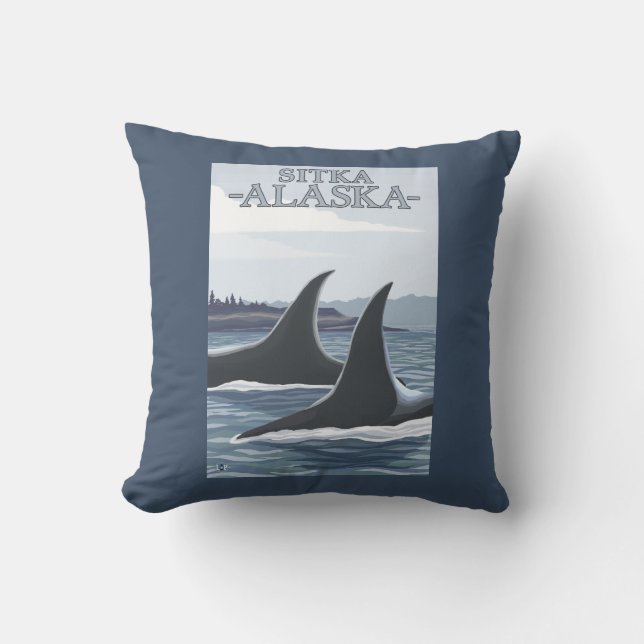 Coussin Baleines #1 - Sitka, Alaska d'orque (Recto)