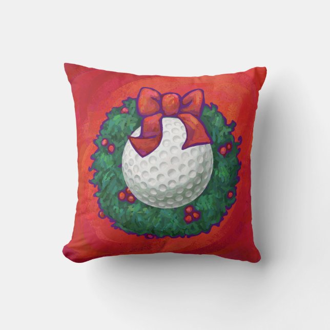 Coussin Ball de golf Fer de Noël en rouge (Recto)