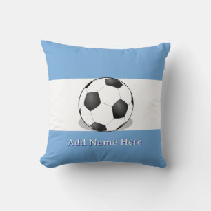 Coussin Balle de football sur bleu clair et blanc Arrière 