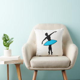 Coussin Ballerina Bleue Silhouette Danse En Pointe