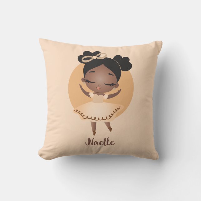 Coussin Ballerina de l'Afro-Américaine avec Bow (Recto)