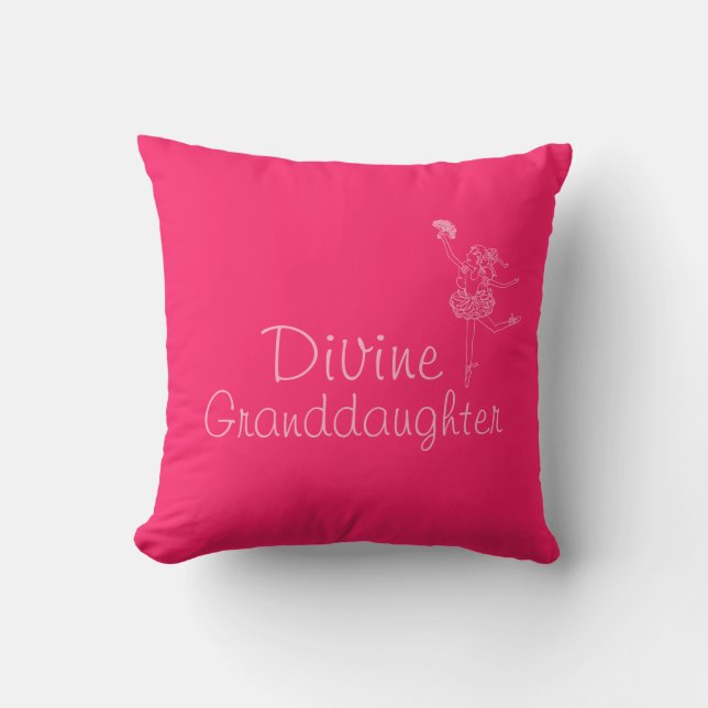 Coussin Ballerina fille rouge rose nom petite-fille coussi (Recto)