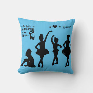 Coussin Ballerina lance l'oreiller en bleu et noir.