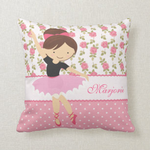 Coussin Ballerine rose florale Girly lunatique