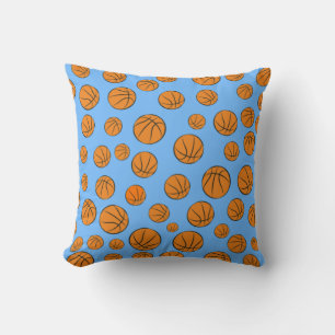 Coussin Balles de basket-ball sur fond bleu