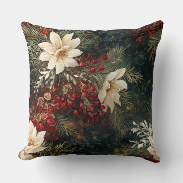 Coussin Ballet de Noël ombragé Botanique (Recto)