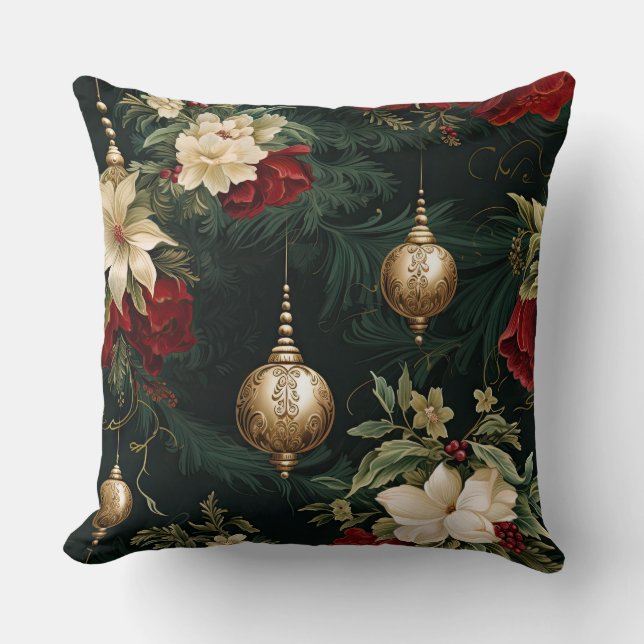 Coussin Ballet ombragé Noël Botanique (Recto)