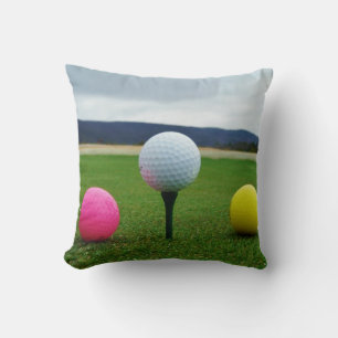 Coussin Ballons de golf JAUNE, ROSE ET BLANC