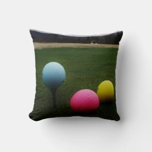 Coussin Ballons de golf JAUNE, ROSE ET BLEU