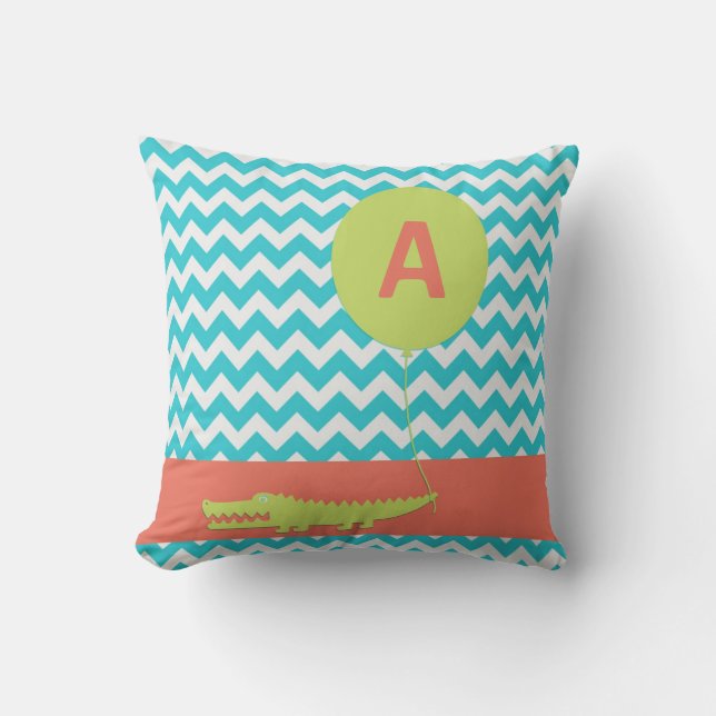 Coussin Balloon Alligator Personnalisé Chevron (Recto)