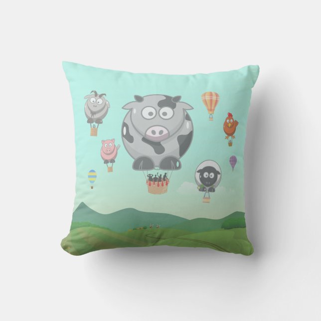 Coussin Balloon Farm Animaux Amusants (Recto)