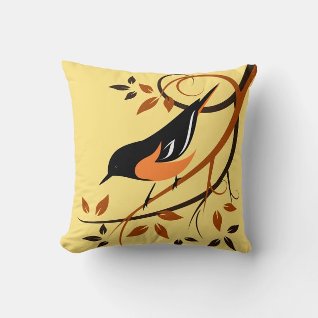 Coussin Baltimore Oriole Bird (Recto)