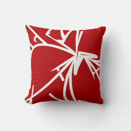 Coussin Bambou Abstrait rouge et blanc