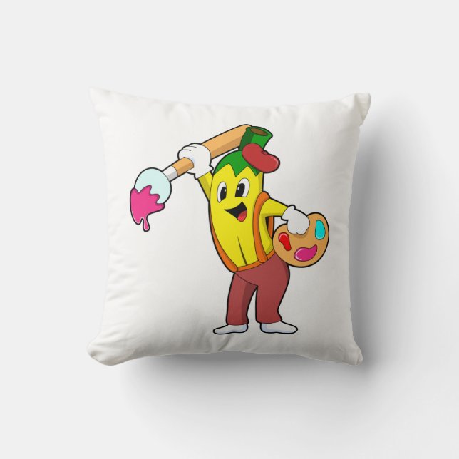 Coussin Banane en peintre avec pinceau (Recto)