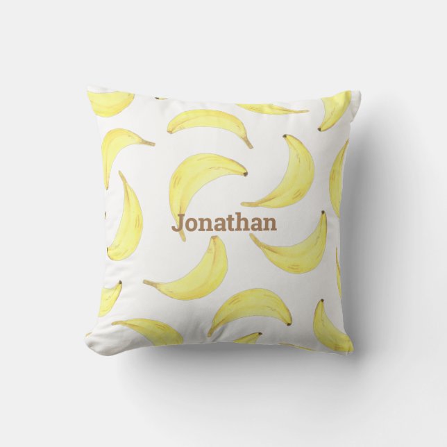 Coussin Bananes Jaune Nom simple Typographie des fruits (Recto)