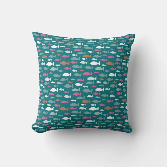 Coussin Banc de poissons verts (Recto)