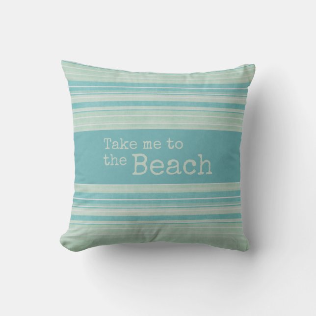 Coussin Bande côtière Rustique Plage Bleu Vert (Recto)