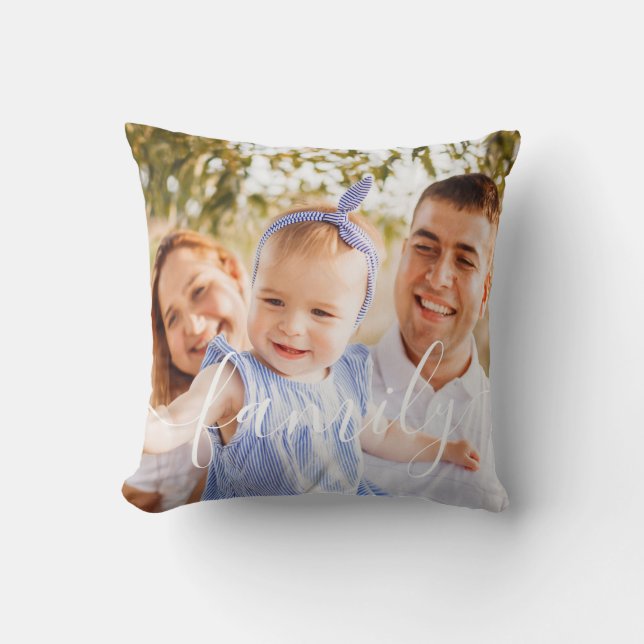 Coussin Bande d'attente de la photo de famille personnalis (Recto)