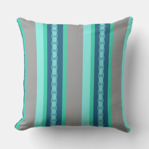 Coussin Bande d'auvent du milieu du siècle - turquoise & g