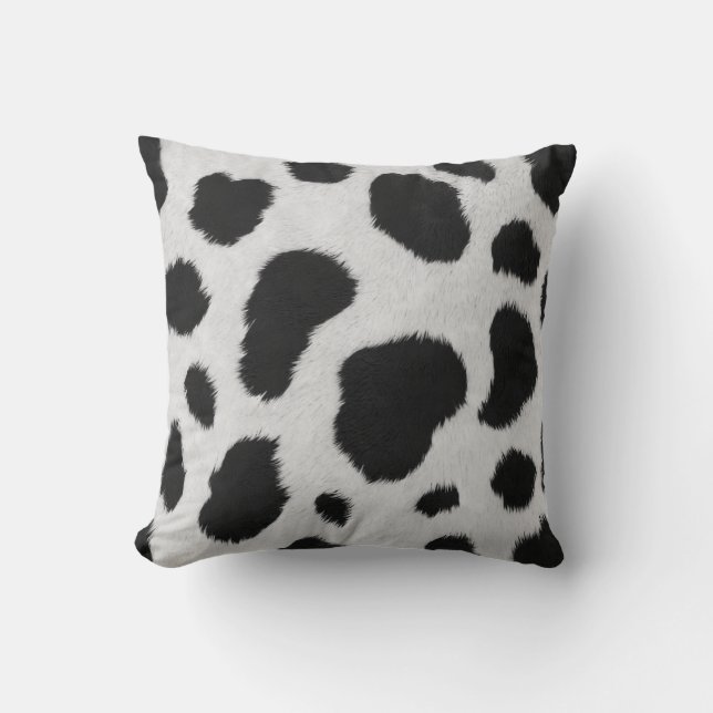 Coussin Bande de fausse fourrure blanche et noire motif (Recto)