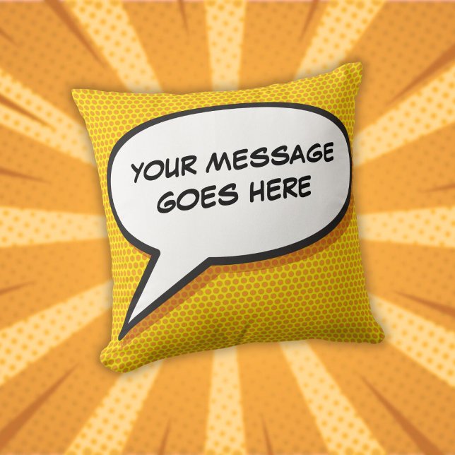 Coussin Bande dessinée amusante Livre personnalisé Voix bu (Funny Comic Book Personalized Speech Bubble Modern Throw Pillow)