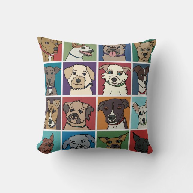 Coussin Bande dessinée de chien de délivrance (Recto)