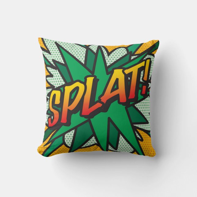 Coussin Bande dessinée moderne et branché SPLAT Pop Art (Recto)