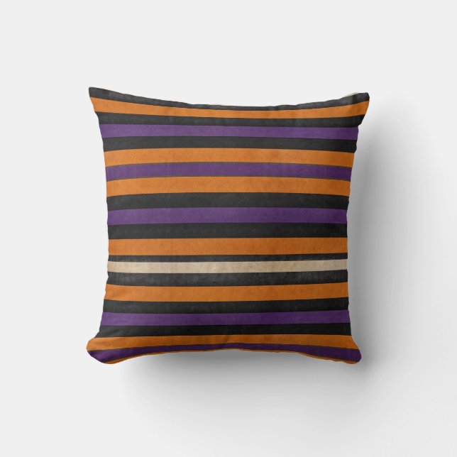 Coussin Bande d'Halloween orange, noire et violette (Recto)