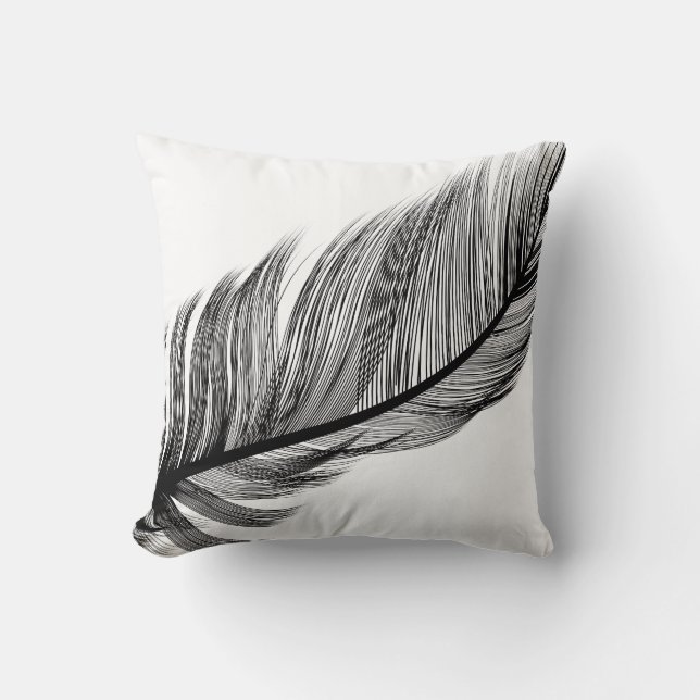 Coussin Bande en plumes noir et blanc (Recto)