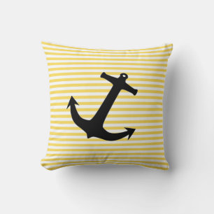 Coussin Bande Jaune Nautique Avec Ancre