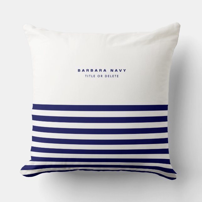 Coussin Bande Nautique Marine Bleu Trendy Style 8 Bandes (Recto)