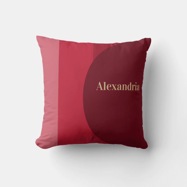 Coussin Bande rouge bordeaux rétro personnalisée (Recto)