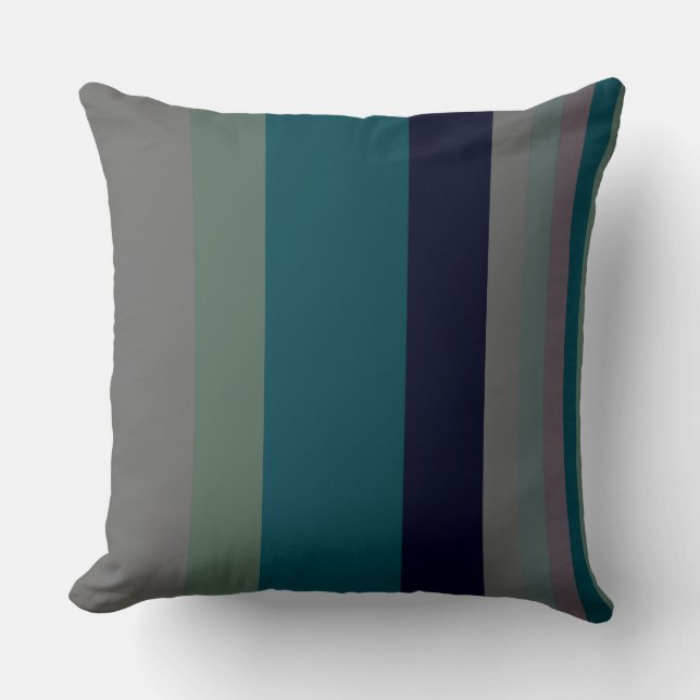 Coussin Bandes Abstraites vertes, Turquoises et roses (Recto)