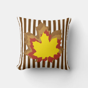 Coussin Bandes automnales de muscade avec Feuille