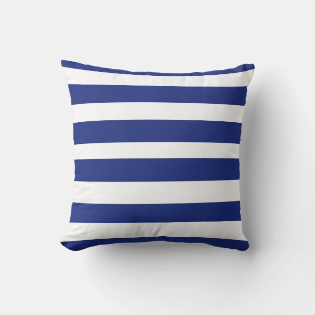 Coussin Bandes blanches bleu marine classique (Recto)