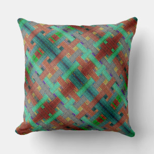 Coussin Bandes bleues et rouges croisées de Granny, aspect