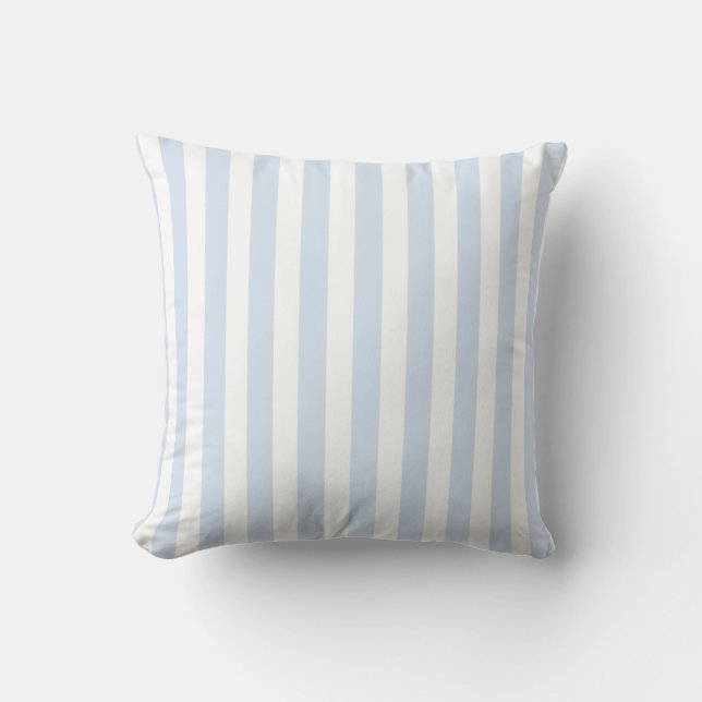 Coussin Bandes de bonbons bleu pâle et blanc (Recto)