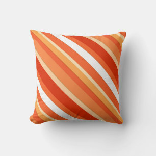 Coussin Bandes de bonbons en couches - orange et blanc
