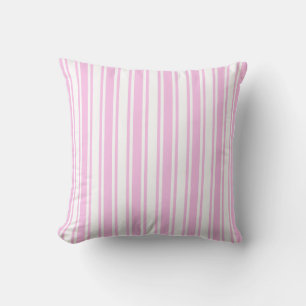 Coussin Bandes de bonbons rose clair et blanc