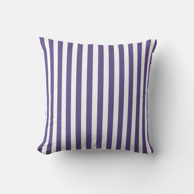 Coussin Bandes de bonbons ultra violettes et blanches (Recto)