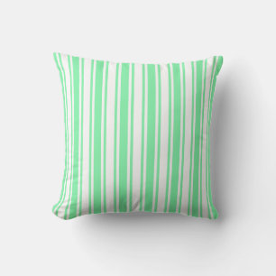 Coussin Bandes de bonbons vert et blanc pastel