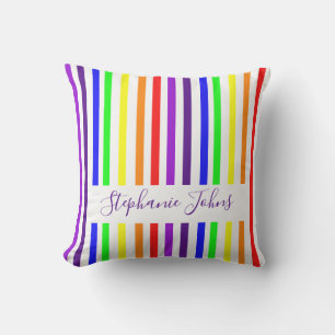 Coussin Bandes de couleur arc-en-ciel Monogrammes de nom m