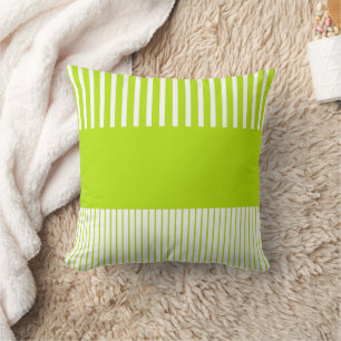 Coussin Bandes de couleur Pop en Lime Vert et Blanc