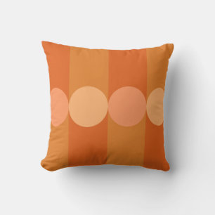 Coussin Bandes de géométrie rétro Cercles orange